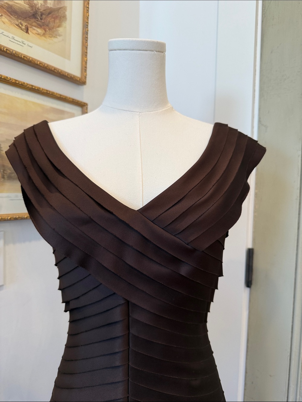 JS Collections Pleated Satin Gown